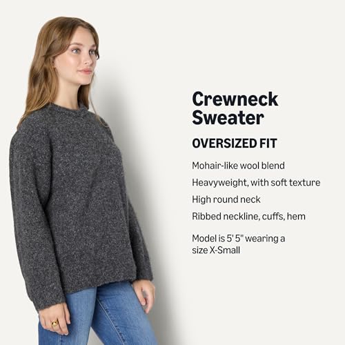 Amazon Essentials Women's Oversized-Fit Faux Mohair Crewneck Sweater, Charcoal Heather, X-Large by Amazon Essentials - Used condition - Image 4