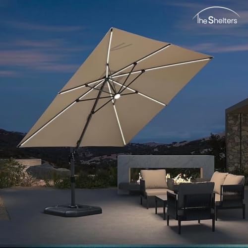 Image of THESHELTERS - Premium Garden Umbrella 360 Degree Rotating Stylish and Durable Outdoor Garden Umbrella with Heavy-duty Water Base (95Kgs)- Patio and Lawn Umbrella, 2.5x2.5m Big Size Outdoor Umbrella with Stand