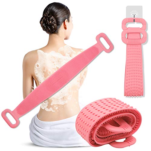 Back Scrubber for Shower, ALLYAG Extended Length Silicone Body Scrubber, Exfoliating Brush with Food Grade Silicone Material, Double Sides Design, Deep Clean, Long Lasting and Super Soft for Women Men