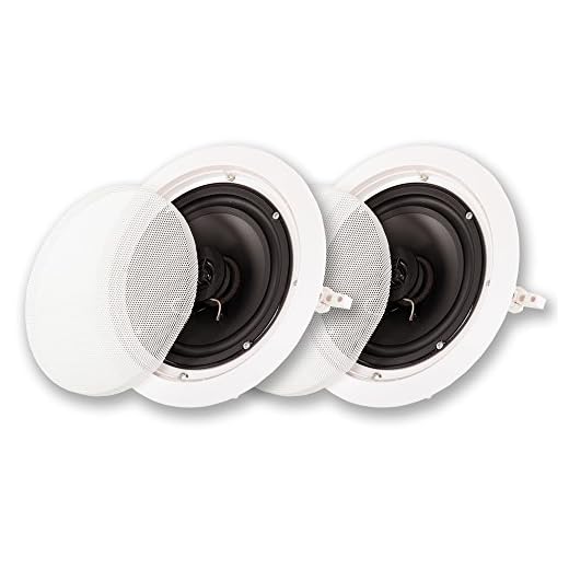 Acoustic Audio by Goldwood Acoustic Audio HTI-6C in Ceiling 6.5" Speaker Pair 2 Way Home Theater Speakers, White