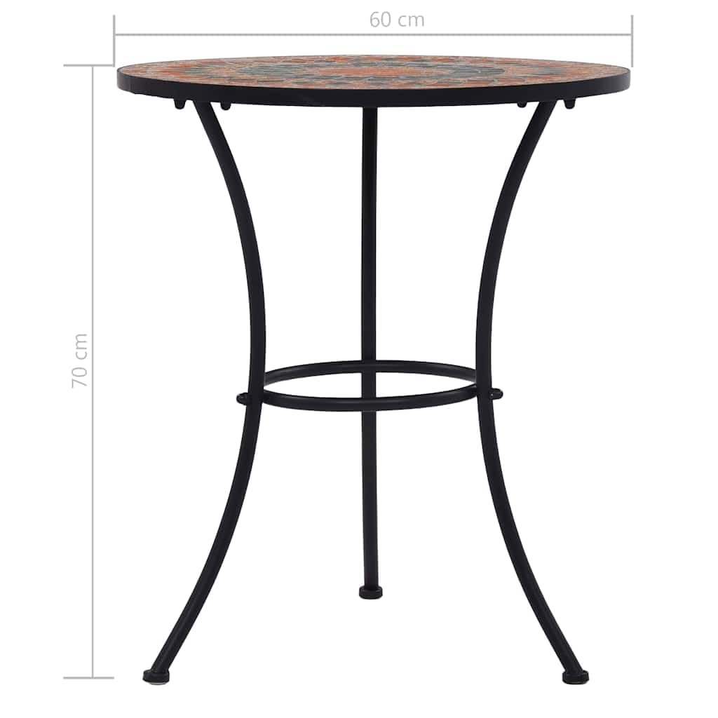 Table d'appoint en mosaïque en céramique - 60 cm - Orange et gris