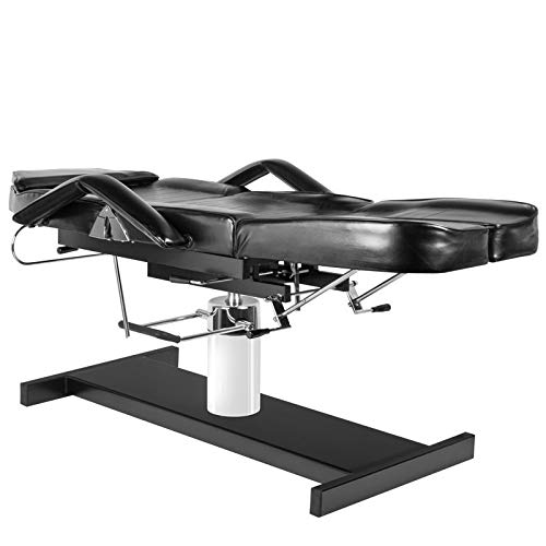 Activeshop 210C Pedi Kosmetikliege Massageliege Massagetisch Massagestuhl Schwarz bis 150 kg belastbar Premium-PU-Leder 180 x 63 x (64-80) cm (L x W x H)