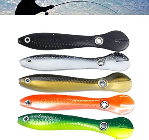 5Pcs Soft Bionic Fishing Lures for Freshwater Simulation Loach with Spins Tail Saltwater Animated Swimming Lifelike Lure Fish Bass Artificial Baits Slow Sinking Swimbaits for Snakehead Trout Pike