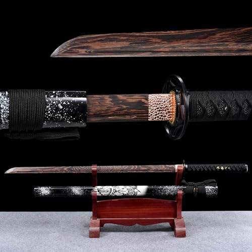 HJHUUA Katana Recta de Madera,bokken Hecho a Mano,Espada samurái de Palisandro para decoración,Cosplay,Regalo,Artes Marciales,Entrenamiento,Kendo