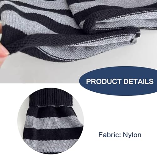 Y2K Kawaii Leg Warmers, Women's & Girls' Striped Knit Socks, One Size Fits Most, Black & Gray Stripes Flared, Casual2