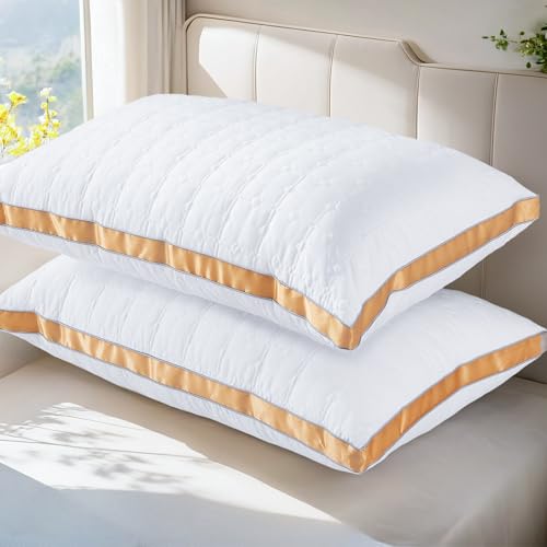 mislili Cooling Queen Size Pillows Set of 2, Hotel Quality Gusseted Bed Pillows for Side, Back, Stomach Sleepers, Soft Supportive Gusseted Queen Pillows for Sleeping, Down Alternative Filling - image 1