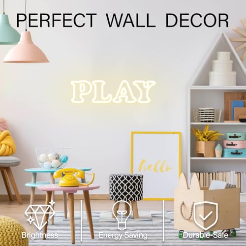 Image of Play Neon Sign Dimmable Neon Signs for Wall Decor Blue LED Signs USB Light Up Sign for Playroom Wall Decor kids Toddler Little Boy Room Wall Decor Bedroom Wall Art Play Room Essentials