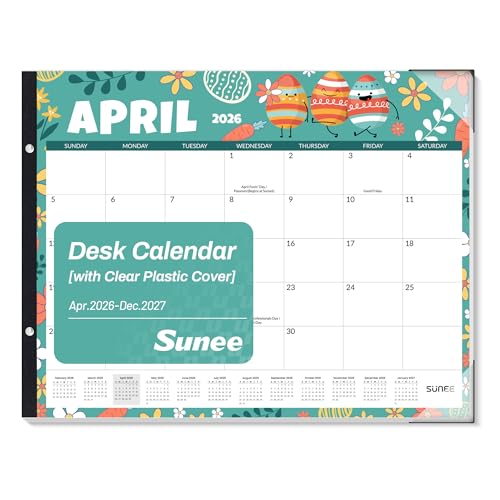 SUNEE Desk Calendar 2026 Large 22x17 from April 2026 to December 2027 Extra Large Desktop Monthly Calendar Pad 21 Months For Teacher or Office Desk Top Seasonal