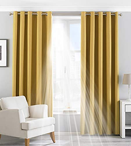 Riva Home Riva Inicio Eclipse Oscuras Cortinas Ojal, Poliéster, Ocre, 46" X 54" (117 X 137 Cm), 46x54 (117x137cm)