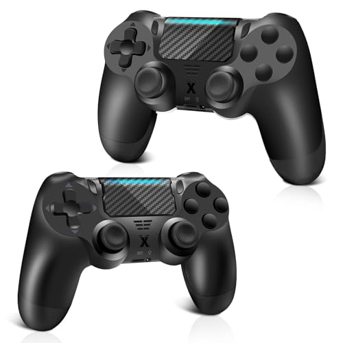 Glitfix 2pcs Wireless Controller for PS-4, Upgraded Controller Wireless for PS-4/Slim/PC, Bluetooth Gamepad Joystick with Dual Vibration/Touch Panel/ 3.5mm Audio Jack/Six-Axis/Ergonomic