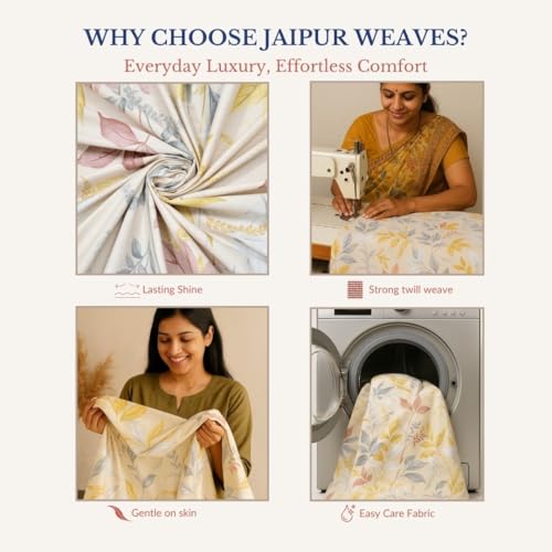 Image of Jaipur Weaves Double Bed Cotton Bedsheet Queen Size 90x100, 100% Pure Cotton Bed Sheet with 2 Pillow Covers, 240 TC Soft Breathable Floral Design - (Orange Floral, Queen)