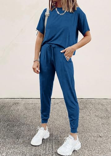 PRETTYGARDEN Women's Two Piece Sets 2025 Summer Spring Jogger Pants Travel Vacation Lounge Outfits Airplane Matching Clothes
