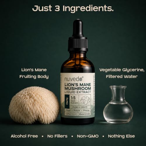 Image of Nuvedo Lions Mane Mushroom Liquid Extract | 50 mL | 1:5 Dual Extract