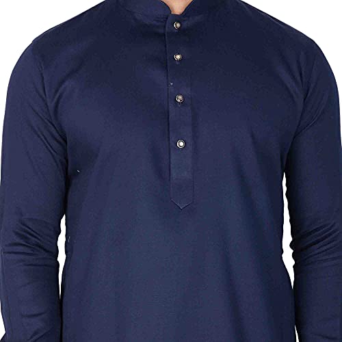 Image of VASTRAMAY Men Soft Cotton Kurta with Buttoned Cuff & Churidar Pyjama Set - Comfortable Ethnic Wear for Eid, Holi, Weddings & Festive Occasions - Stylish Traditional Cotton Kurta Pyjama