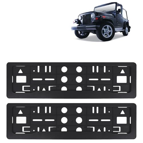 Image of KINGSWAY Thar Car Number Plate Frames for All 2010 to 2019 Models of Mahindra Car Registration Plate Holders, Black Licence Plate Covers (Front and Rear), Universal Size 51.5 x 14.5 cm