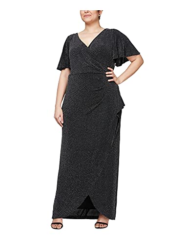 Image of Alex Evenings Women's Long Surplice Neckline Mother of The Bride Dress with Flutter Sleeve Dress (Plus Size)