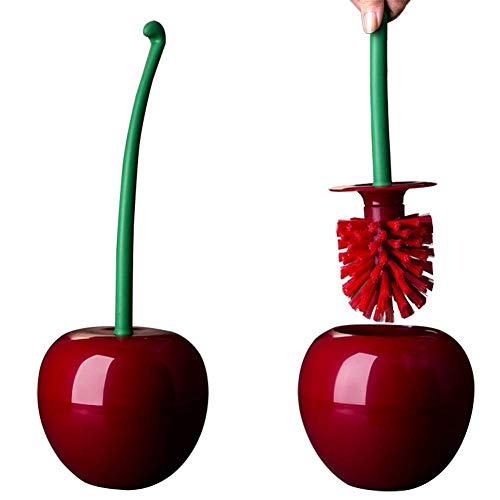 Product Image of the Dora Bridal Toilet Brush and Holder Set, Cherry Toilet Brush Set, Cute Toilet Bow Brush with Long Handle, Bathroom Tool Cleaner Accessories for Cherry Bathroom Decor(1 Brush, 1 Holder)