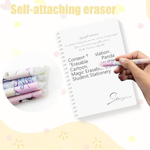 GZGXKJ 8pcs Erasable Pens 0.5 mm with 40 Refills and 4 Erasers - Cute Animal Pens Suitable for School Office, Sketch, Drawing, Notes - Image 4