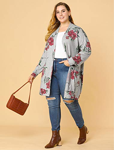 Image of Agnes Orinda Women's Plus Size Lightweight Cardigan Casual Soft Long Sleeve Floral Knit Cardigans with Pockets