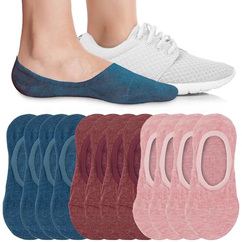 Image of Eedor No Show Socks Women - Low Cut Ankle, Non Slip | Breathable Cotton & Spandex, Flat Boat Line Invisible Socks with Silicone Heel Grips, for Flats, Heals, Loafers