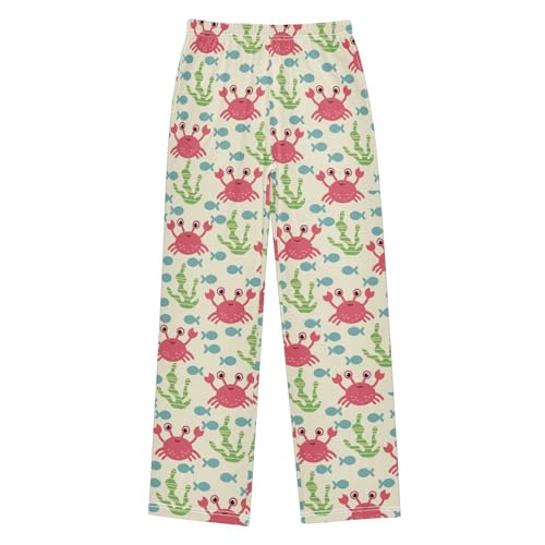 ZZXXB Crab Coral Boys Long Pants Soft Trousers Elastic Waist Kids Lounge Bottoms with Pockets S-XL