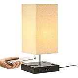 Table Lamp with Wireless Charger and 2 USB Charging Ports and 2 Outlets Power Strip - for Bedroom, Living Room, Office - Compatible iPhone SE 2020/11/Xs MAX/XR/XS/X/8/8, Samsung S20/S9/S9+ and More