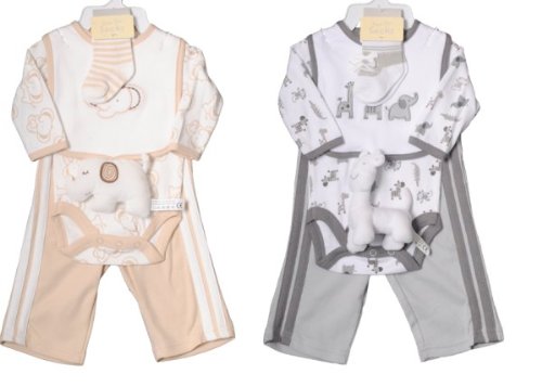 Set de regalo unisex para bebé, 5 piezas, color crema  0/3 meses