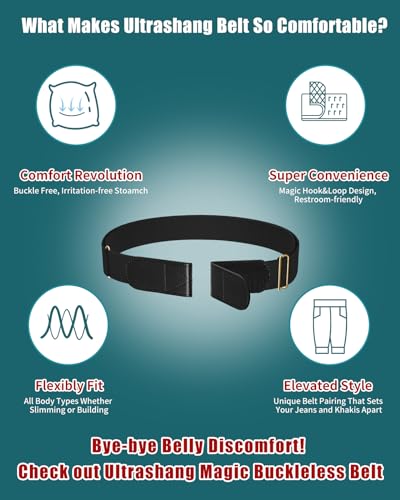 Magic Buckleless Men's Stretch Belts: Comfort Revolution- Hook-Loop Adjustable No Buckle Elastic Belt for Jeans Khaki, 32-48"3