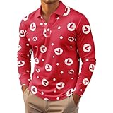 Camisa Hombre, Formal lgantlarga con stampado corazón San Valntín para un guardarropa clásico un stilo Cotidiano (Rd XXL)