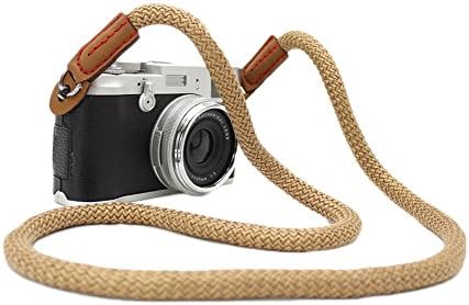 MINI GAGA DOROM Vintage Handmade Cotton Leather Camera Neck Strap for Leica Nikon Fuji Pentax Canon Panasonic Sony Coffee Long