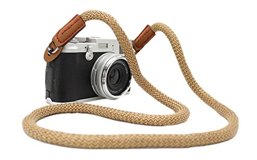 Mini Gaga Dorom Vintage Handmade Cotton Leather Camera Neck Strap For Leica Nikon Fuji Pentax Canon Panasonic Sony Coffee Long #TOP3