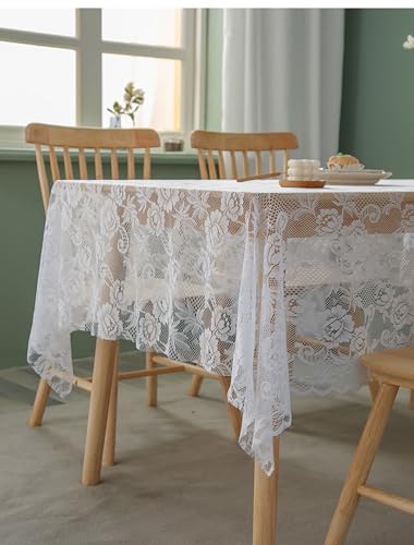 Nappe polyester dentelle brodée fleurie rectangulaire lavable 150x200 - 5