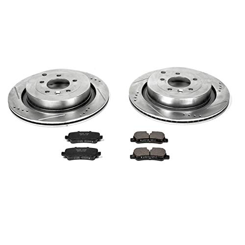 Image of Power Stop K4618 Rear Z23 Carbon Fiber Brake Pads with Drilled & Slotted Brake Rotors Kit