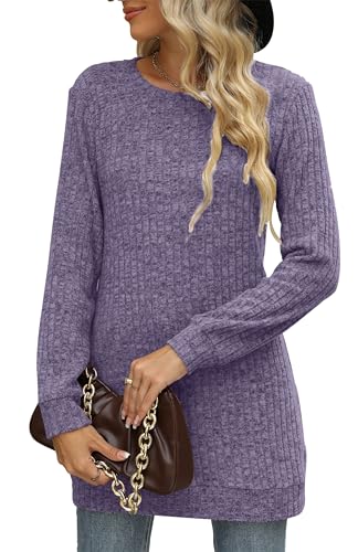 Image of Sweaters for Women Long Sleeve Crewneck Sweatshirt Loose Casual Tunic Tops
