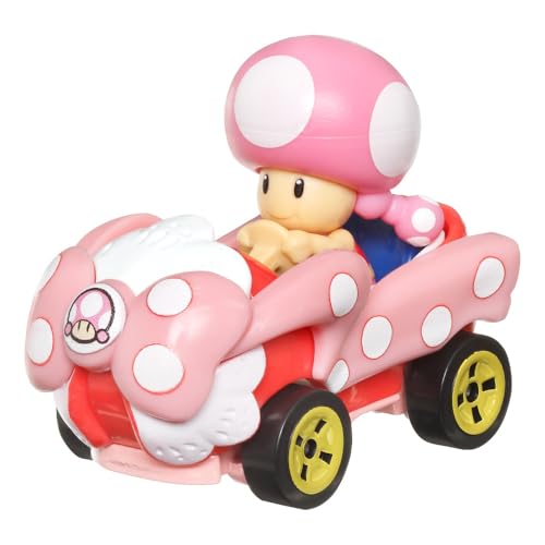 Hot Wheels Modelo DieCast TOADETTE Versión Birthday Girl de Super Mario Kart - Escala 1:64 Longitud 5 cm
