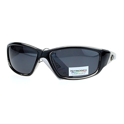 Nitrogen Polarized Mens Classic Oval Plastic Warp Sport Sunglasses Black Clear2