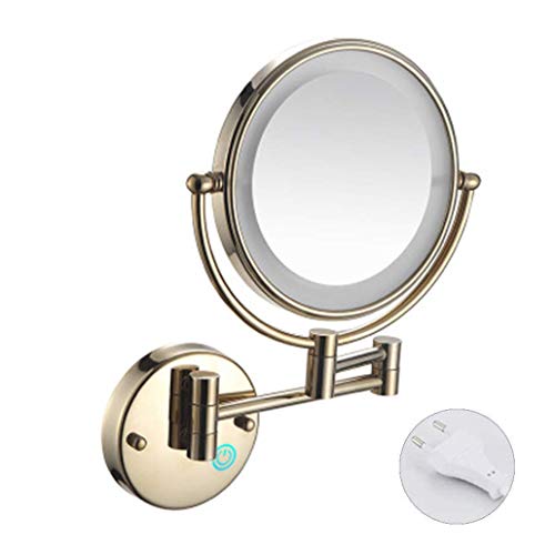 Miroir de courtoisie avec lumière double face pivotant bras extensible mural 10x - 2