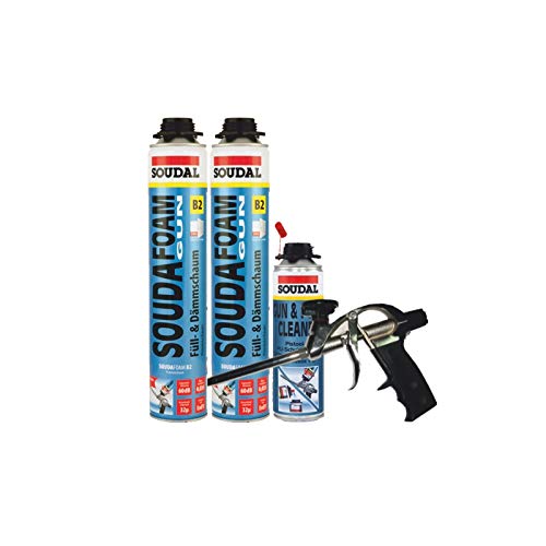 6x Soudal Soudafoam B2 750 ml, Montageschaum, Adapterschaum, Bauschaum, Dämmschaum, mit Hahn