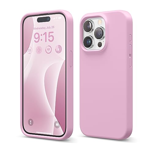 Image of elago Compatible with iPhone 15 Pro Case, Liquid Silicone Case, Full Body Protective Cover, Shockproof, Slim Phone Case, Anti-Scratch Soft Microfiber Lining, 6.1 inch (Hot Pink)