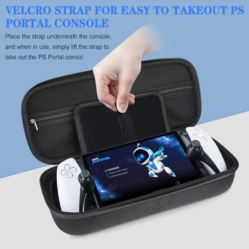 Osenvic Premium Carrying Case for PlayStation Portal, Travel Storage Case for PS5 Handheld Game Consoles, Shockproof, Ps Portal Anti-Collision Black Handbag with 2 Screen Protector - Image 5