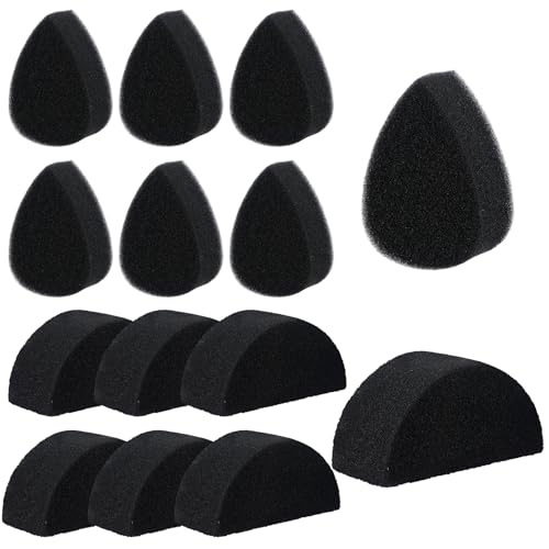 Ymapinc 12 esponjas de maquillaje para pintura facial, brochas negras para maquillaje corporal, plantillas de pintura facial, herramientas de maquillaje para fiestas, ovaladas y gotas de agua, 6