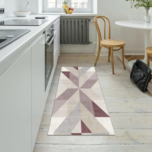 Alfombra de pasillo antideslizante gris y roja de diseño 5