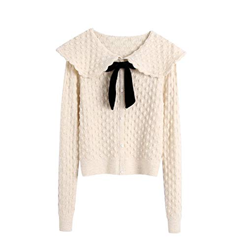 YUDOXENI Women Velvet Bow Striped Textured Knitted Sweater Vintage Long Sleeve Button-Up Female Pullovers Chic Tops