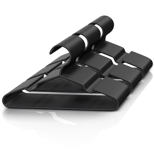 Image of VTRIN Baby Hangers 60 Pack Large Capacity Hard Plastic Kids Hangers Suitable for All Clothes of Infant and Toddler, Such as Short, Shirts and Thick Coats, for Kids Clothes Black