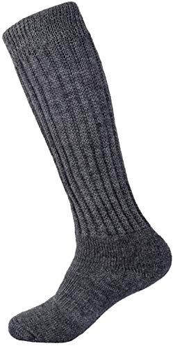 Knee-High Alpaca Socks – Warm, Stretchy Over-the-Calf Socks for Big Calves | Soft, Roomy Fit for Men & Women, All-Day Comfort (X-Large, Gray, Men 11-14)