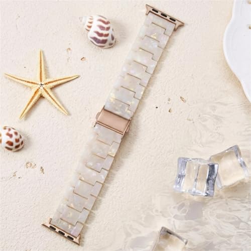 V-MORO Resin Band Compatible with Apple Watch Series 7/8/9/10/11 41/40/38/42mm, Women Fashion Strap for iWatch Series 6/5/4/3/2/1/SE, Lightweight Bracelet Wristband Replacement, Ivory White-Rose Gold by V-MORO - Image 8