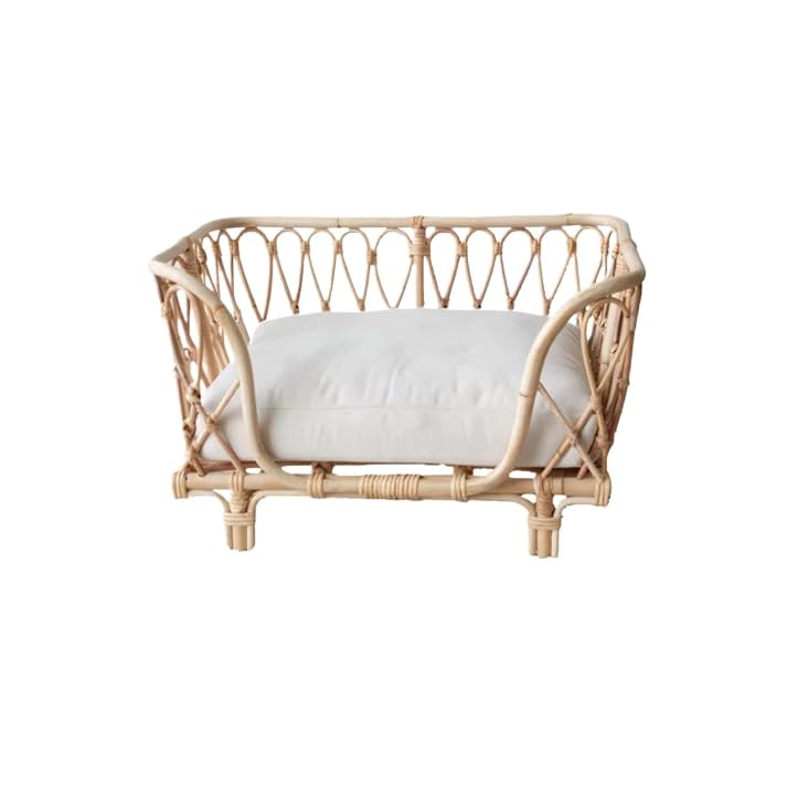 Handmade Rattan Square pet Bed for Small Dogs Cats Square