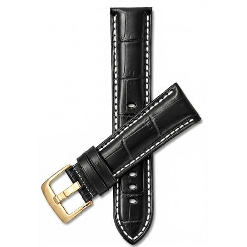Image of Bandini Mens Leather Watch Band - Extra Long & Regular, Premium Top Grain Alligator Embossed Strap, Durable Upgrade Replacement, Comfortable Leather, Fits Large Wrists, 18mm to 38mm