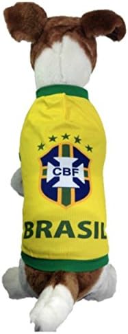 Dog Soccer Jersey Brasil (Small)-pet T-Shirt- Dog Grooming Kit-Makes Dog Comfortable-Cozy up Costume to Celebrate Your Country Tradition-Enjoy Your Football Team Passion Jersey.