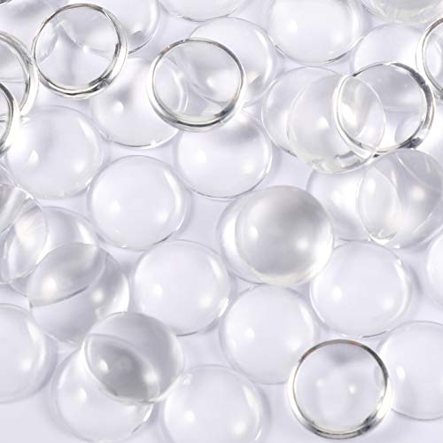 Hicarer 220 Pieces Round Clear Glass Cabochons Transparent Glass Dome Tiles Flat Back Glass Cabochon For Diy Crafts, Necklace Pendant, Jewelry Making (12 Mm) #TOP3